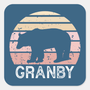 Granby Colorado Retro Bär Quadratischer Aufkleber