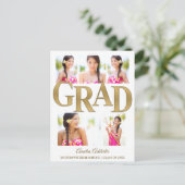 Grand Announcement Einladung White Gold 6 Foto (Stehend Vorderseite)