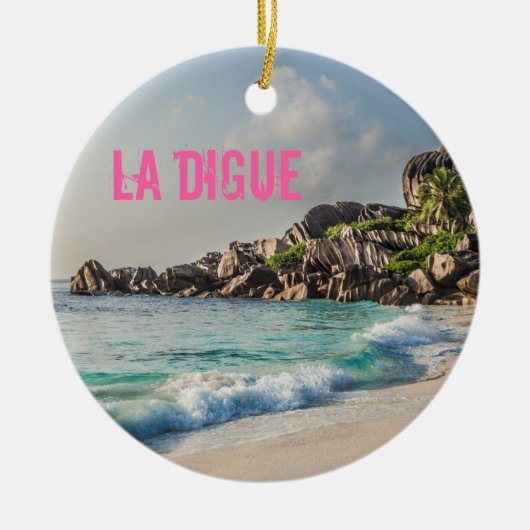 Grand Anse Seychelles La Digue Beach Geschenk Keramik Ornament (Vorne)