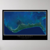 Grand Bahama Island From Space Satellite Map Poster (Vorne)