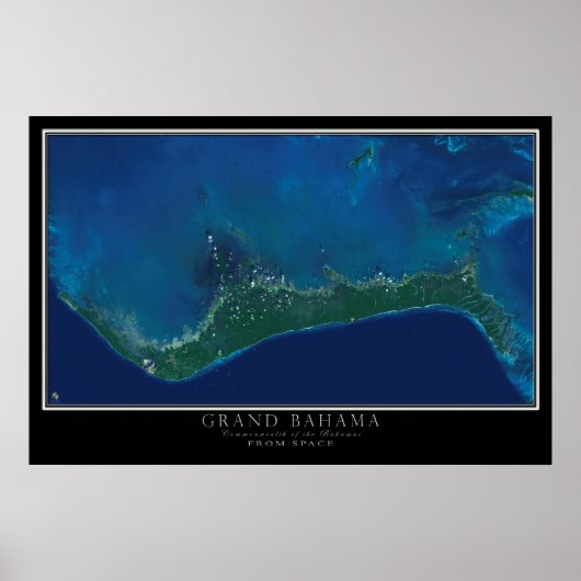 Grand Bahama Island From Space Satellite Map Poster (Vorne)