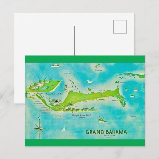 Grand Bahama Karte (Vorne/Hinten)