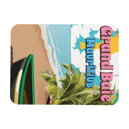 Grand Baie Mauritius Vintage Reiseplakat. Magnet (Horizontal)