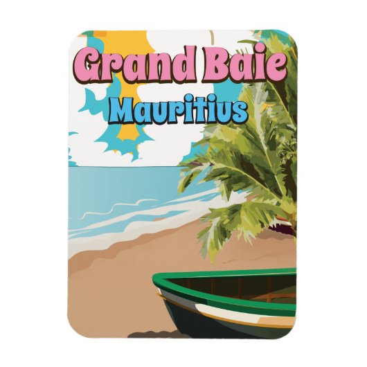 Grand Baie Mauritius Vintage Reiseplakat. Magnet (Vertikal)