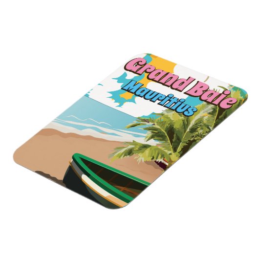 Grand Baie Mauritius Vintage Reiseplakat. Magnet (Linke Seite)