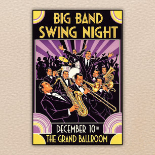Grand Ballroom Big Band Swing Night Vintage Poster