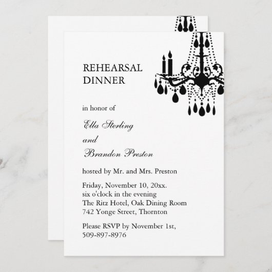 Grand Ballroom Probe Dinner Einladung (weiß) (Vorne/Hinten)