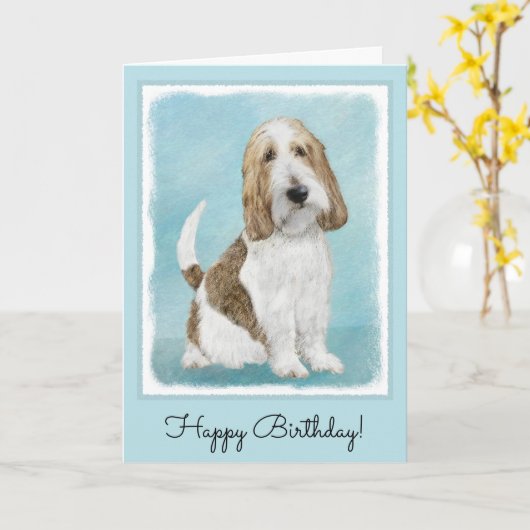 Grand Basset Griffon Vendeen - Original Dog Art Karte (Gelbe Blume)