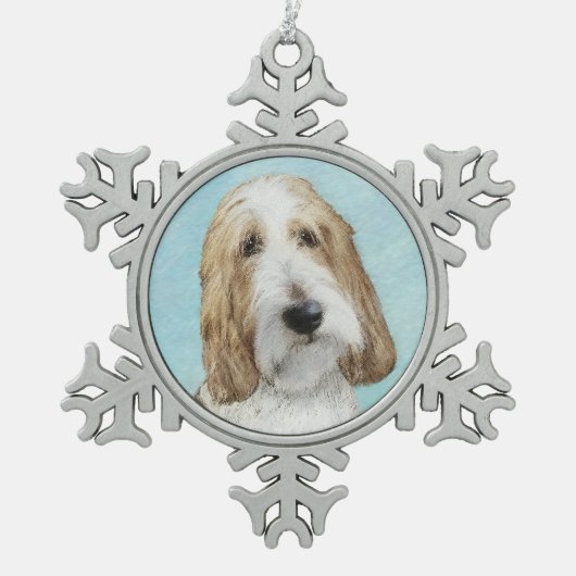 Grand Basset Griffon Vendeen - Original Dog Art Schneeflocken Zinn-Ornament (Vorderseite)