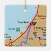 Grand Bend Ontario Karte Keramikornament (Rückseite)