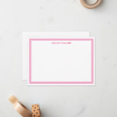 Grand Border Bright Pink Note Card Mitteilungskarte (Vorderseite/Rückseite Beispiel)
