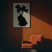 Grand Bow: Monochrome Haute Couture Portrait Poster