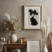 Grand Bow: Monochrome Haute Couture Portrait Poster