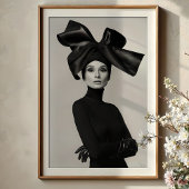 Grand Bow: Monochrome Haute Couture Portrait Poster