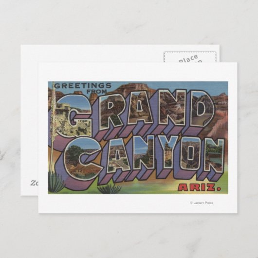 Grand Canyon, Arizona - Große Buchstabenszenen Postkarte (Vorne/Hinten)