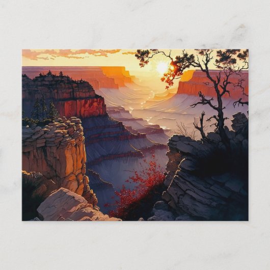 Grand Canyon bei Sunset Digital Painting Postkarte (Vorderseite)