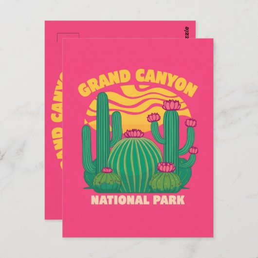 Grand Canyon Cactus Sunset Postkarte (Vorne/Hinten)