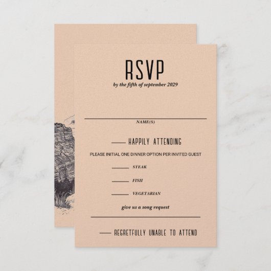 Grand Canyon Couple Food Choice und Song Request RSVP Karte (Vorne/Hinten)