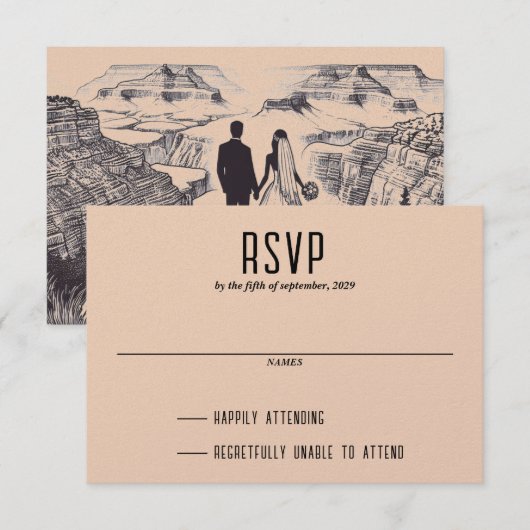Grand Canyon Couple RSVP Karte (Vorne/Hinten)