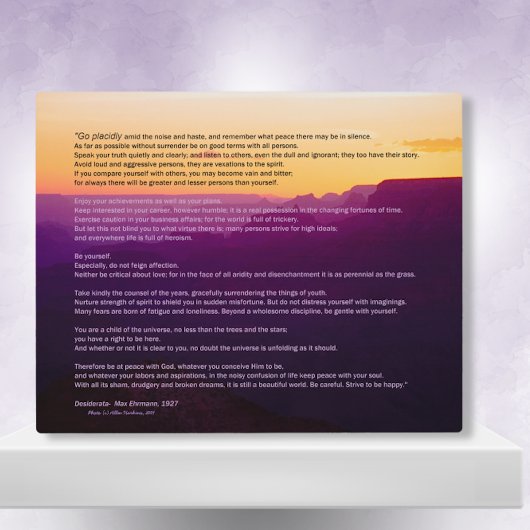 Grand Canyon Desiderata Plaque Fotoplatte
