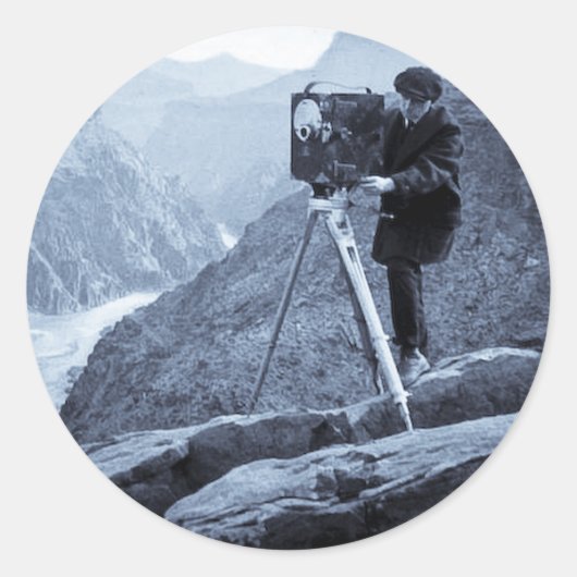 Grand Canyon Fotograf Große Filmkamera Runder Aufkleber (Vorderseite)