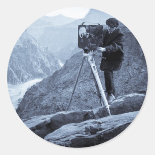 Grand Canyon Fotograf Große Filmkamera Runder Aufkleber