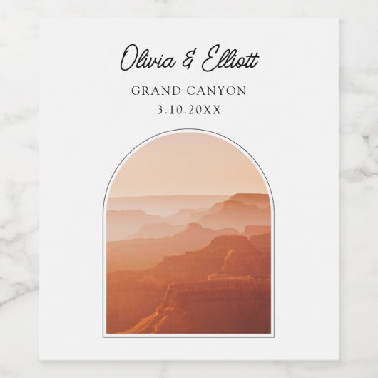 Grand Canyon Gastgeschenk Hochzeit Personalisiert Weinetikett (Einzelnes Label)
