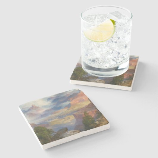 Grand Canyon in Mist (von Thomas Moran) Steinuntersetzer (Seitenansicht)