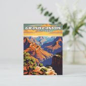 Grand Canyon National Park Illustration Retro Aest Postkarte (Stehend Vorderseite)