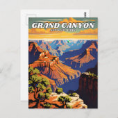 Grand Canyon National Park Illustration Retro Aest Postkarte (Vorne/Hinten)