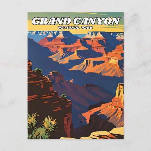 Grand Canyon National Park Illustration Retro Deko Postkarte (Vorderseite)