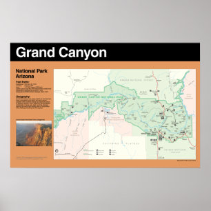 Grand Canyon National Park Map Poster