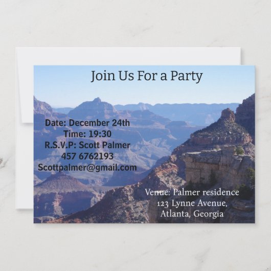 Grand Canyon National Park, South Rim Einladung (Vorderseite)