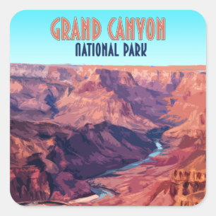 Grand Canyon Nationalpark Arizona Vintage Quadratischer Aufkleber