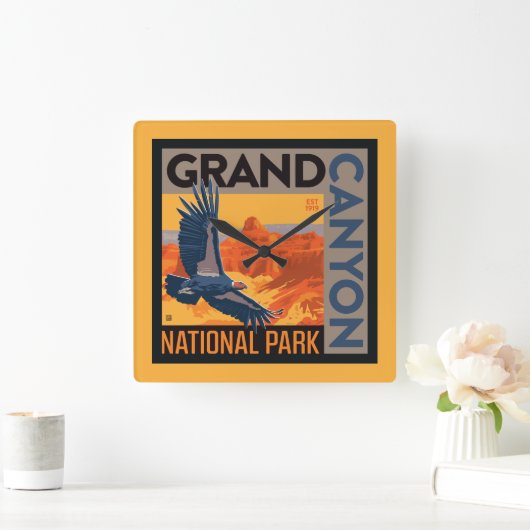 Grand Canyon Nationalpark | Condors Quadratische Wanduhr (Zuhause)