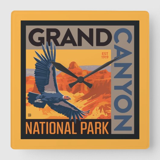 Grand Canyon Nationalpark | Condors Quadratische Wanduhr (Vorderseite)