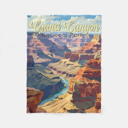 Grand Canyon Nationalpark Illustration Fleecedecke (Vorderseite)