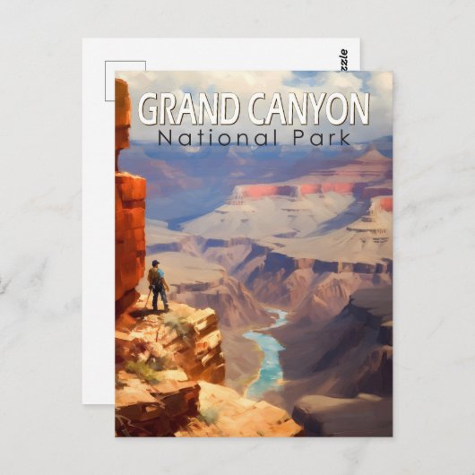 Grand Canyon Nationalpark Ölgemälde Kunst, Dichtun Postkarte (Vorne/Hinten)