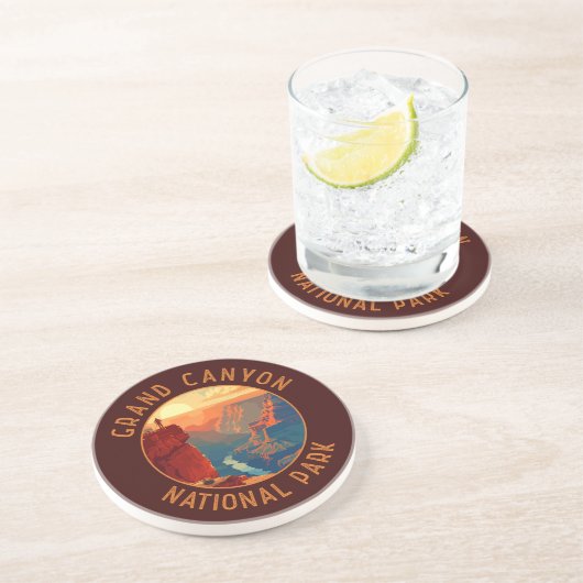 Grand Canyon Nationalpark Retro Distressed Circle Getränkeuntersetzer (Seite)