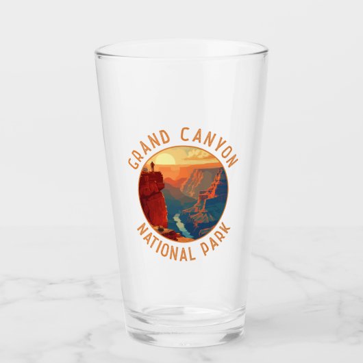 Grand Canyon Nationalpark Retro Distressed Circle Glas (Vorderseite)