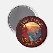Grand Canyon Nationalpark Retro Distressed Circle Magnet (Vorderseite/Rückseite)