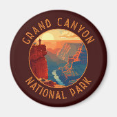 Grand Canyon Nationalpark Retro Distressed Circle Magnet (Vorne)