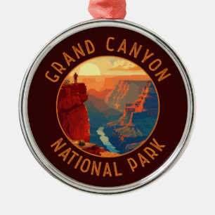 Grand Canyon Nationalpark Retro Distressed Circle Ornament Aus Metall