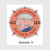 Grand Canyon Nationalpark Retro Kompass Emblem Aufkleber (Blatt)
