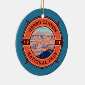 Grand Canyon Nationalpark Retro Kompass Emblem Keramik Ornament (Rechts)