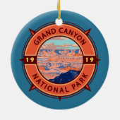 Grand Canyon Nationalpark Retro Kompass Emblem Keramik Ornament (Hinten)