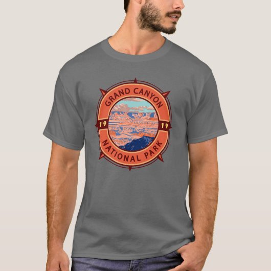 Grand Canyon Nationalpark Retro Kompass Emblem T-Shirt (Vorderseite)