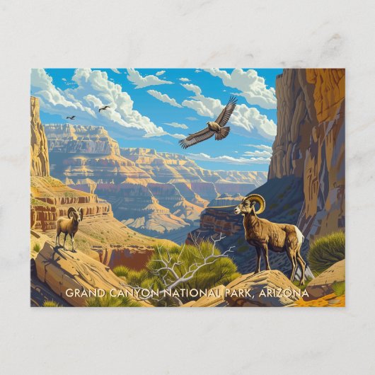 Grand Canyon Nationalpark Vintage Landschaft Postkarte (Vorderseite)