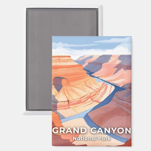 Grand Canyon Nationalpark Watercolor Reisen Magnet (Vorderseite/Rückseite)