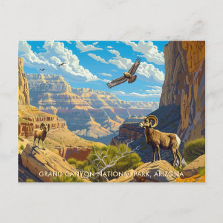 Grand Canyon Nationalpark-Wildlife-Vintage-Kunst Postkarte
